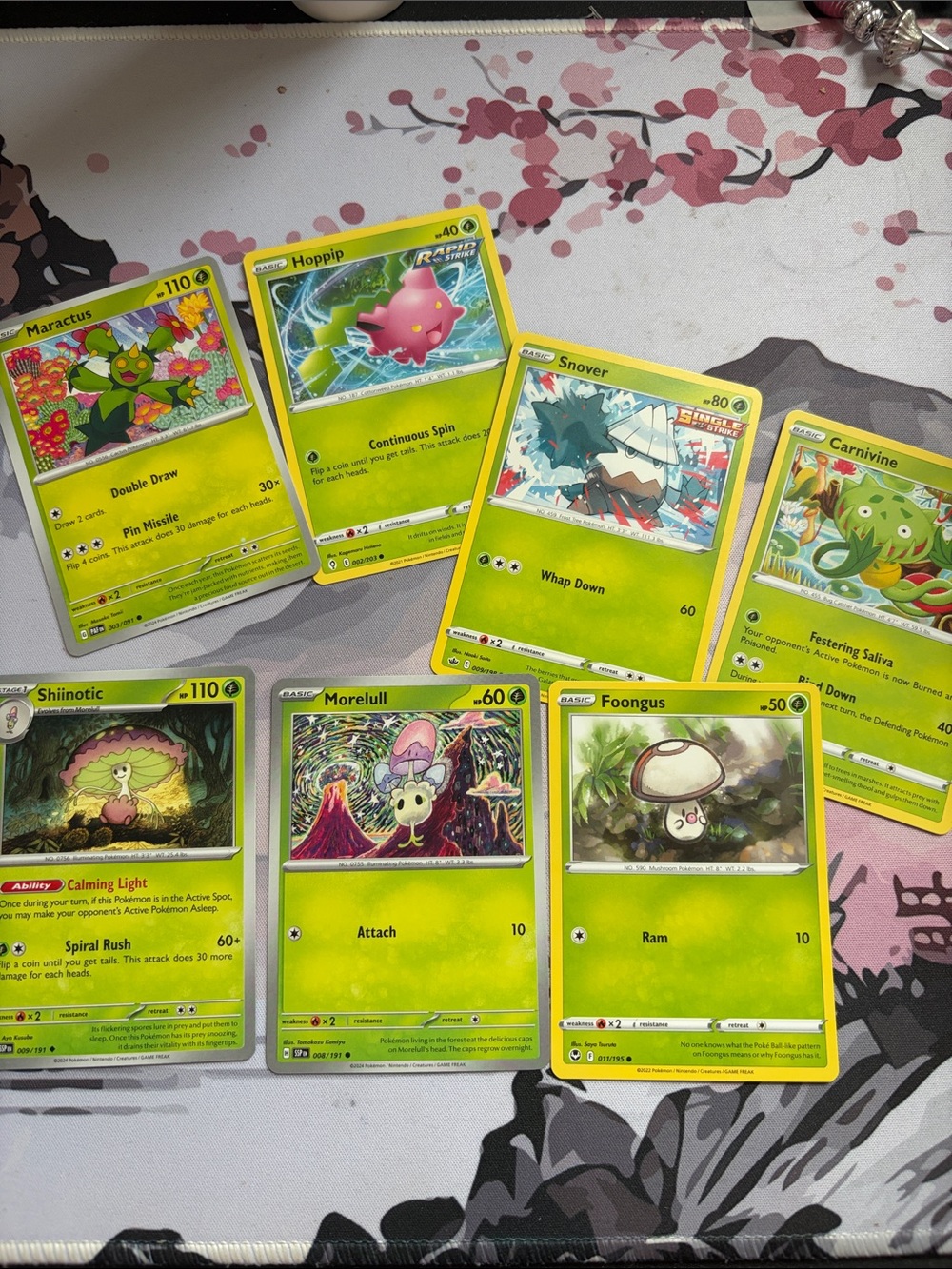 Nature Pokรฉmon Lot | Carnivine, Snover, Morelull & More | 7 Cards โจ5/$25โจ